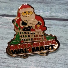 Walmart Employee Pin - Holiday Christmas Santa Shops Wal-Mart Cart List Toys