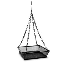 Metal Hanging Bird Feeder with Iron Mesh Seed Tray Black Powder Coated Outdoor