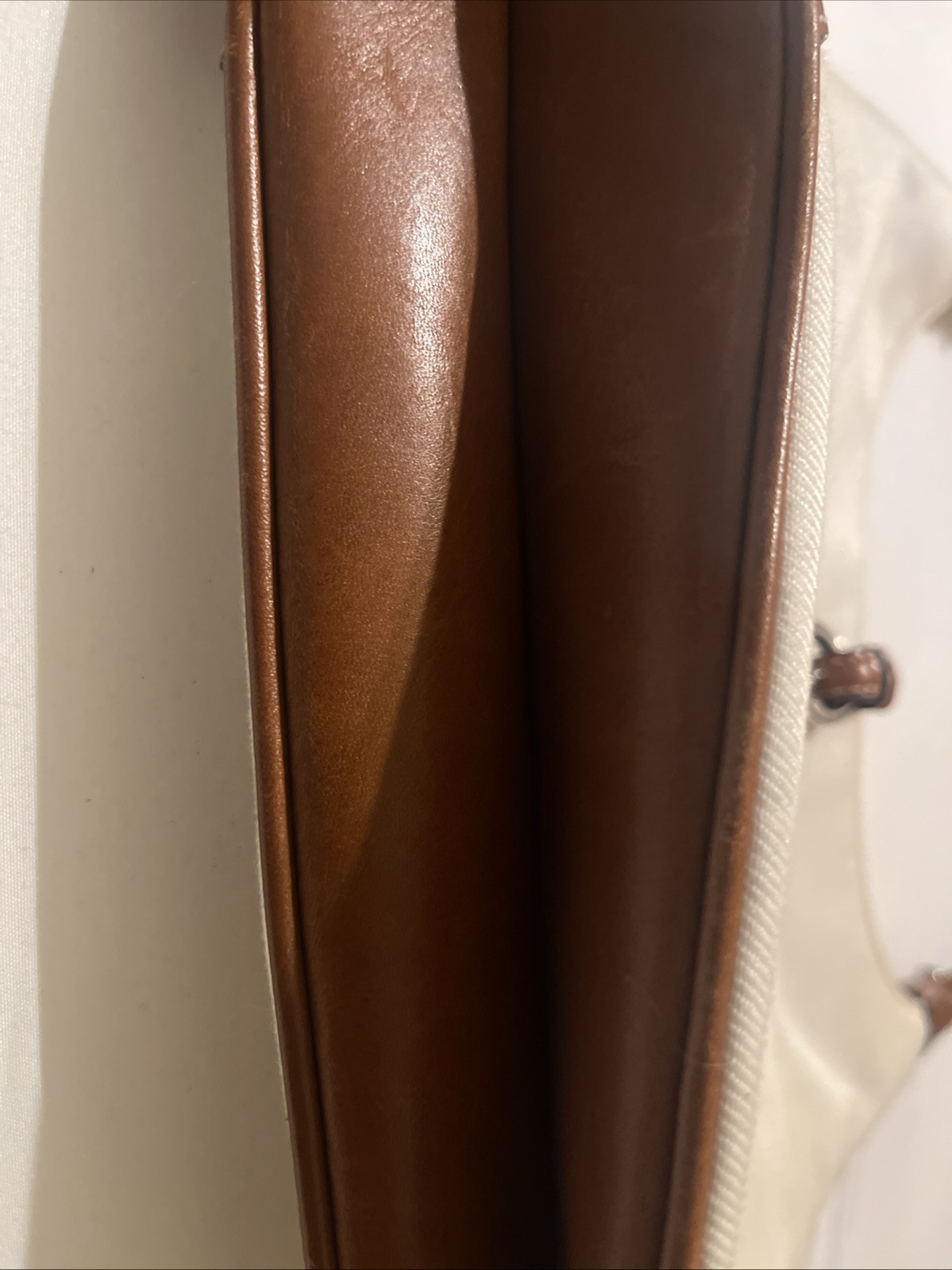 COACH Hampton Vintage Clip Lock Canvas Rare Leather White Handbag Purse Classic image 5