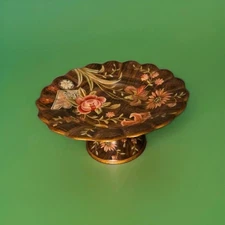 WOODEN CAKE PEDESTAL?  PRETTY FLORAL DESIGN W Birds