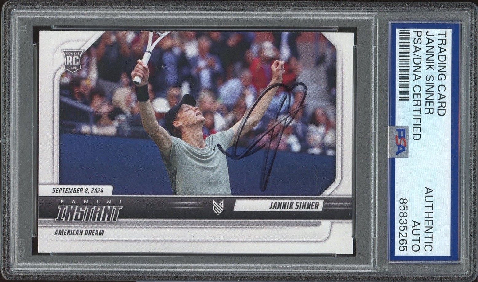 2024 Panini Instant #JS-3 Jannik Sinner Signed US OPEN CHAMPION PSA/DNA AUTO RC view 1