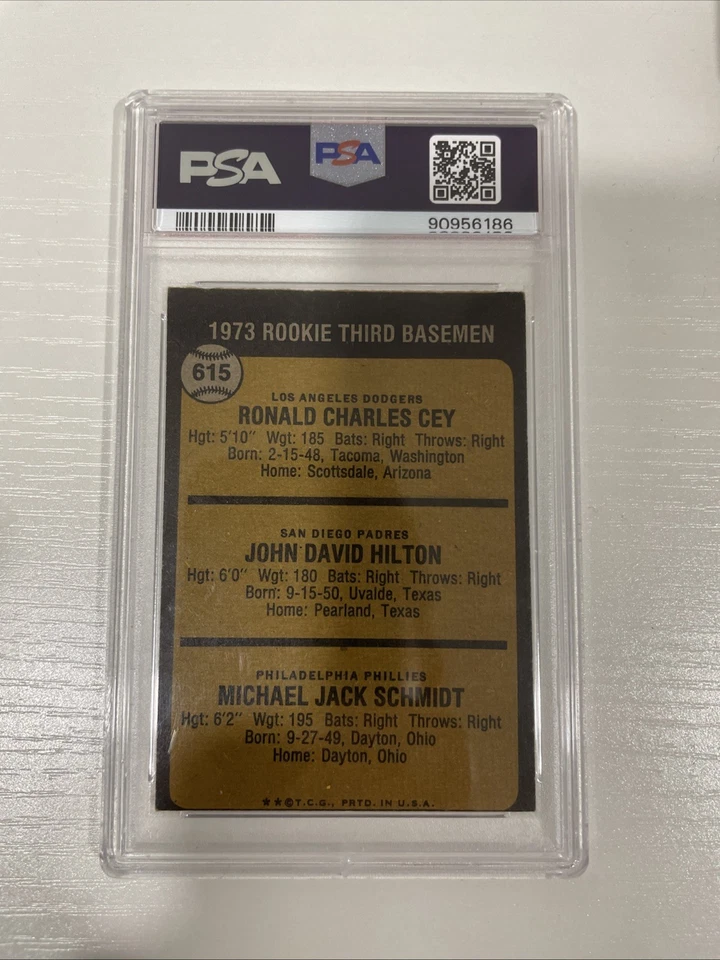 1973 Topps Rookie Third Baseman, Ron C John Hilton And Mike Schmidt, Psa Five - Image 2 of 2