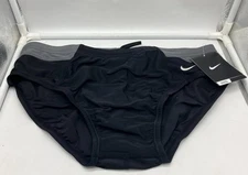 NEW NIKE Men's PERFORMANCE Victory Colorblock Black/Gray Brief Swimwear Sz 36