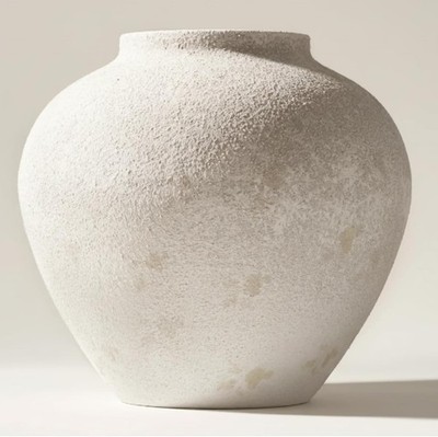 White Rustic Large Round Vase for Table Centerpieces 11 inches, Arina Vase, Eart