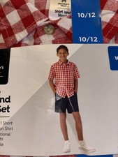10/12 Member's Mark Boy's 2 Piece Button Short Sleeve Shirt Drawstring Short Set