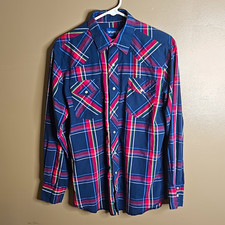 Vintage Wrangler Men's M/L Western Plaid Long Sleeve Pearl Snap Shirt
