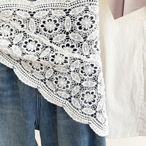 Scialle in pizzo finto collo fatto a mano uncinetto fascia asciugamano boho cintura stringata ☋ - Foto 17 di 27