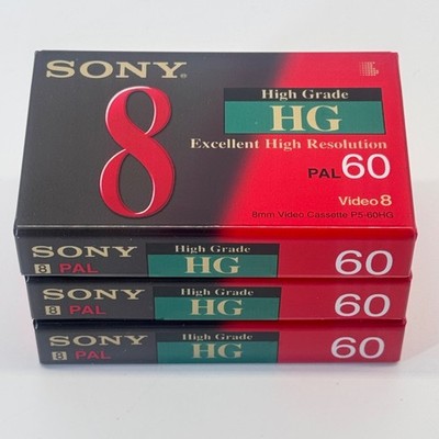 3x Sony Video 8 HG Excellent High Resolution PAL 60 min Neu