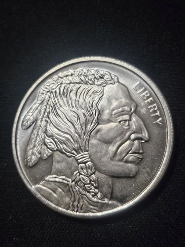1 oz .999 Fine Silver Buffalo Nickel Design Round,with Radial Lines BU in Flip