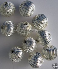 10pc S/S Plated Ribbed Round Saucer Spacer Beads 5572