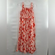 MNG pineapple orange white sun dress size S maxi