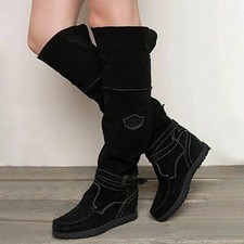 Women's Knee high Moccasin Style Buckle Trim Boots