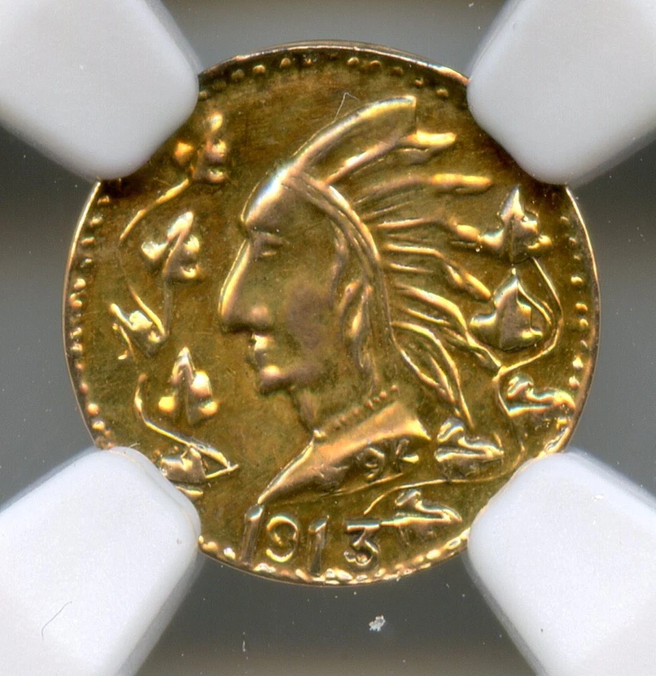 ORO RARO - 1913 1/2 $ G&L-405 COLUMBIA BRITÁNICA / ORO CALIFORNIA / NGC MS64 R.7 Foto 3 de 4
