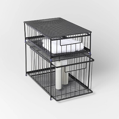 Large Stackable Slide Out Drawer Black - Brightroom