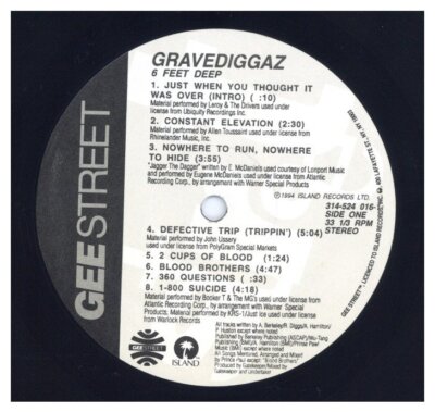 米LP Gravediggaz 6 Feet Deep 3145240161 	GEE STREET /00260 Gravediggaz - 6 Feet Deep (Vinyl 2xLP)