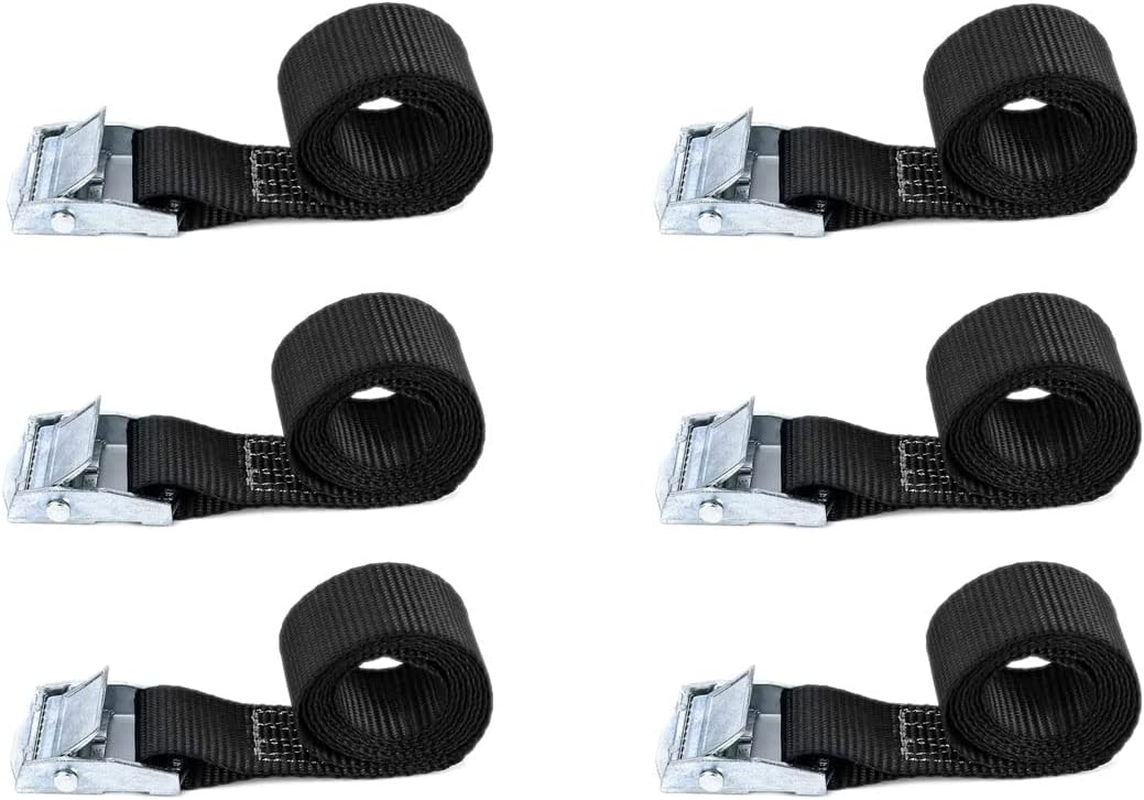 Lashing Straps, 6PK 2.1Ft X 0.98In (65X2.5Cm) Tie down Straps Black Heavy Duty A