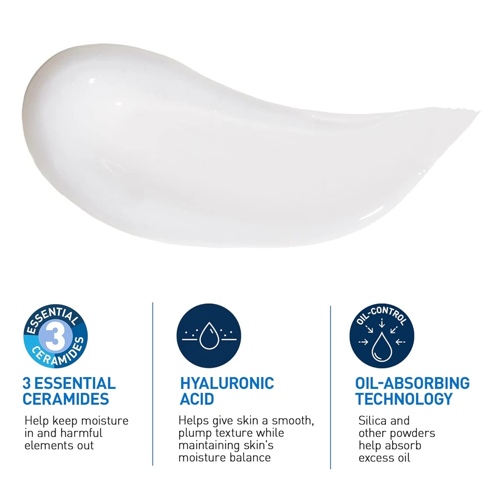 Gel-Crema Hidratante Cerave Oil Control, Hidratante Facial para Piel Grasa, Niaci Foto 2 de 4