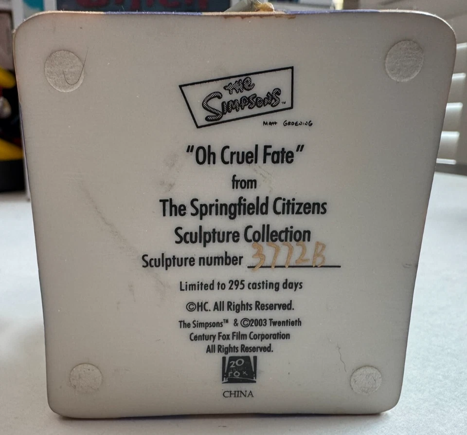 Homer, Oh Cruel Fate - The Simpsons Springfield Citizens Sculpture Collection — 第 2/2 张图片