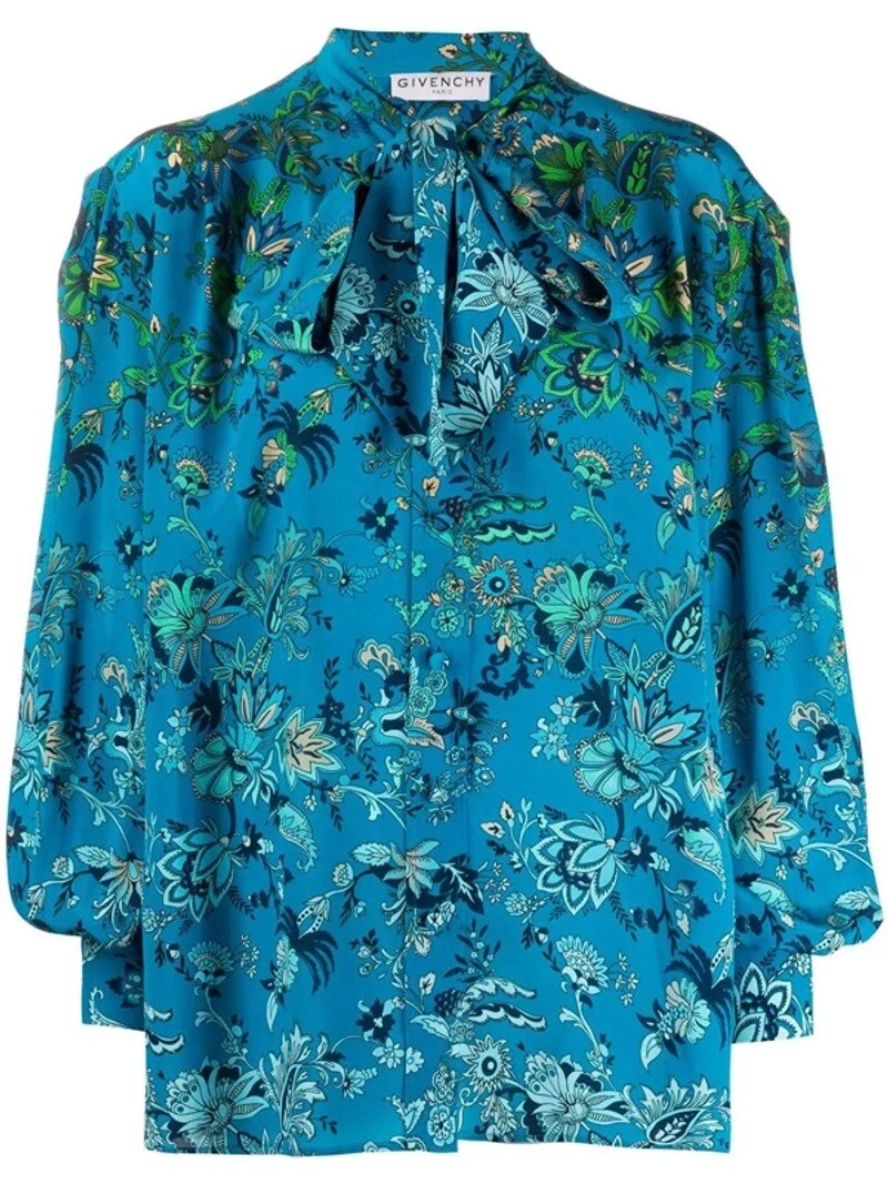 Givenchy — GIVENCHY 1850$ Silk Floral Print Shirt - Bow, Long Sleeve