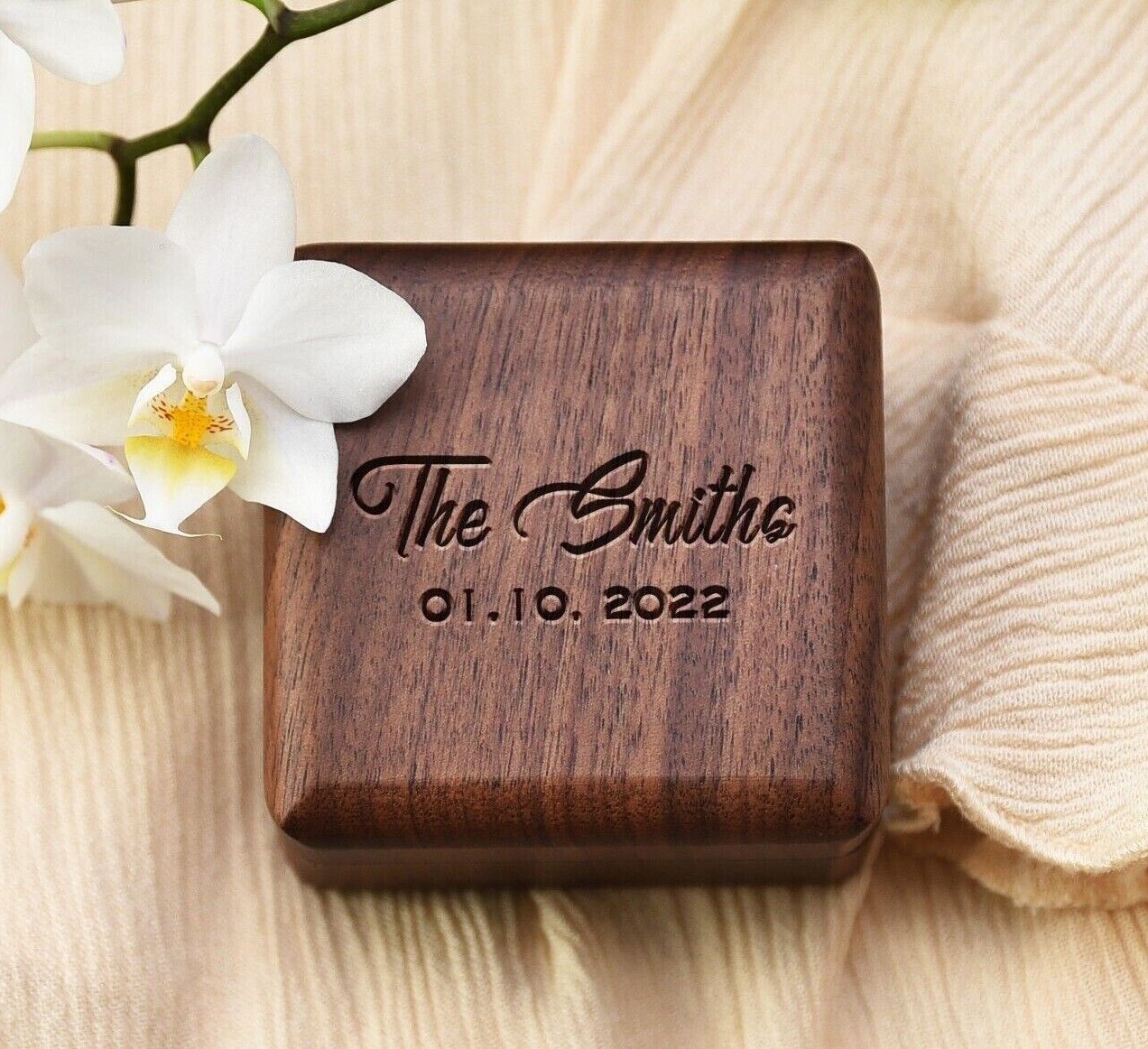 Custom Wedding Ring Box, Double Ring Wooden Ring Box, Engagement Ring