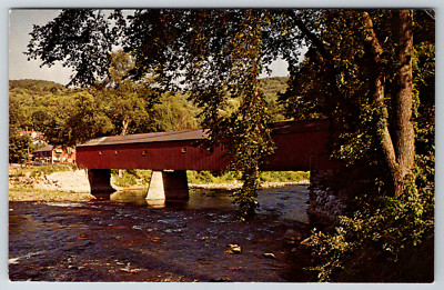 c1960s Covered Bridge Housatonic River Cornwall Connecticut Vintage Postcard