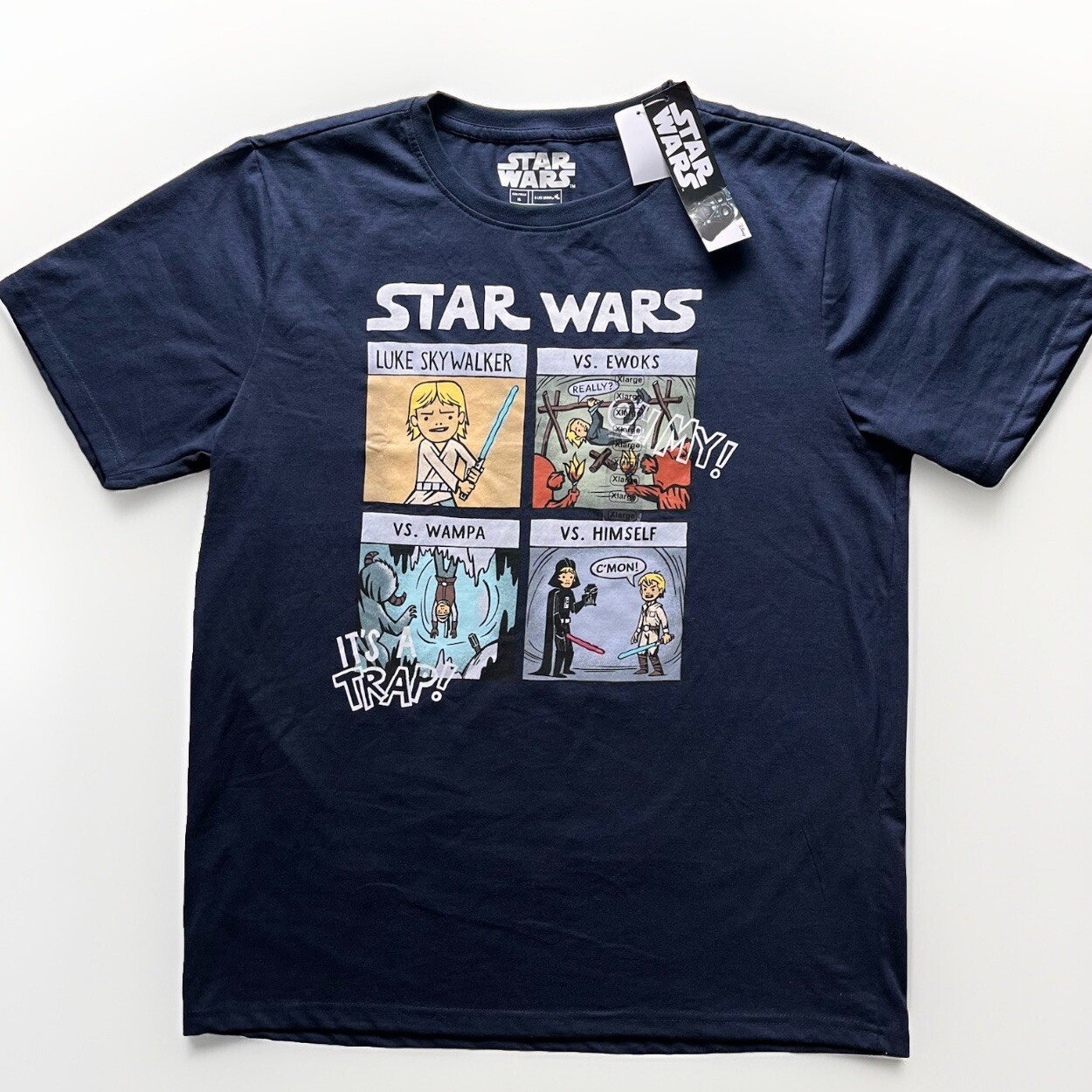 NWT Star Wars Comic T-Shirt Mens XL Luke Skywalker Ewoks Wampa Graphic Comic Tee