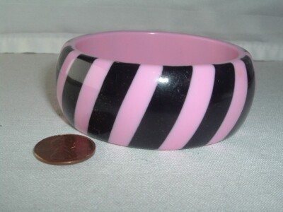 RAFIA BOSSA PARIS VINTAGE FRENCH PINK BLACK BANGLE BRACELET | eBay