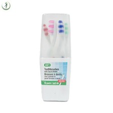 Toothbrushes with Cup  Holder 6 Multi Colors Seal Soft Brush Family Pack