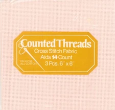 Counted Threads Pink Aida 14 Count 3 Pieces 6" x 6" All Cotton Fabric NIP