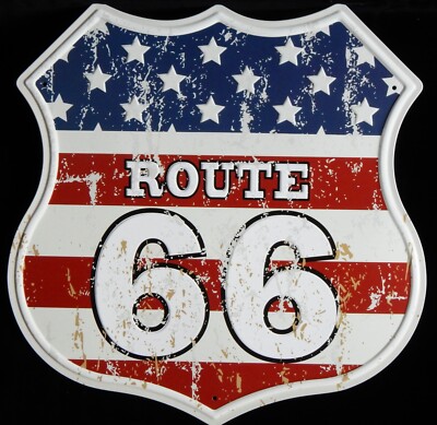 Blechschild  Route 66 Retro-Schild  30 x 30 (2)