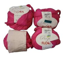 crochet yarn  flora ruffle fuchsia pink 3.5 oz each  lot# 4594 4pc set