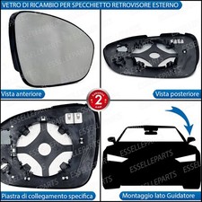 Vetro Specchietto Retrovisore Sinistro Per Dacia Jogger, Logan, Sandero - Convesso, Cromato, Senza Riscaldamento - Foto 8