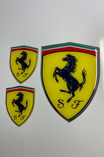 3D Ferrari logo badge emblem Decal Domed Raised 3 Piece Set | eBay