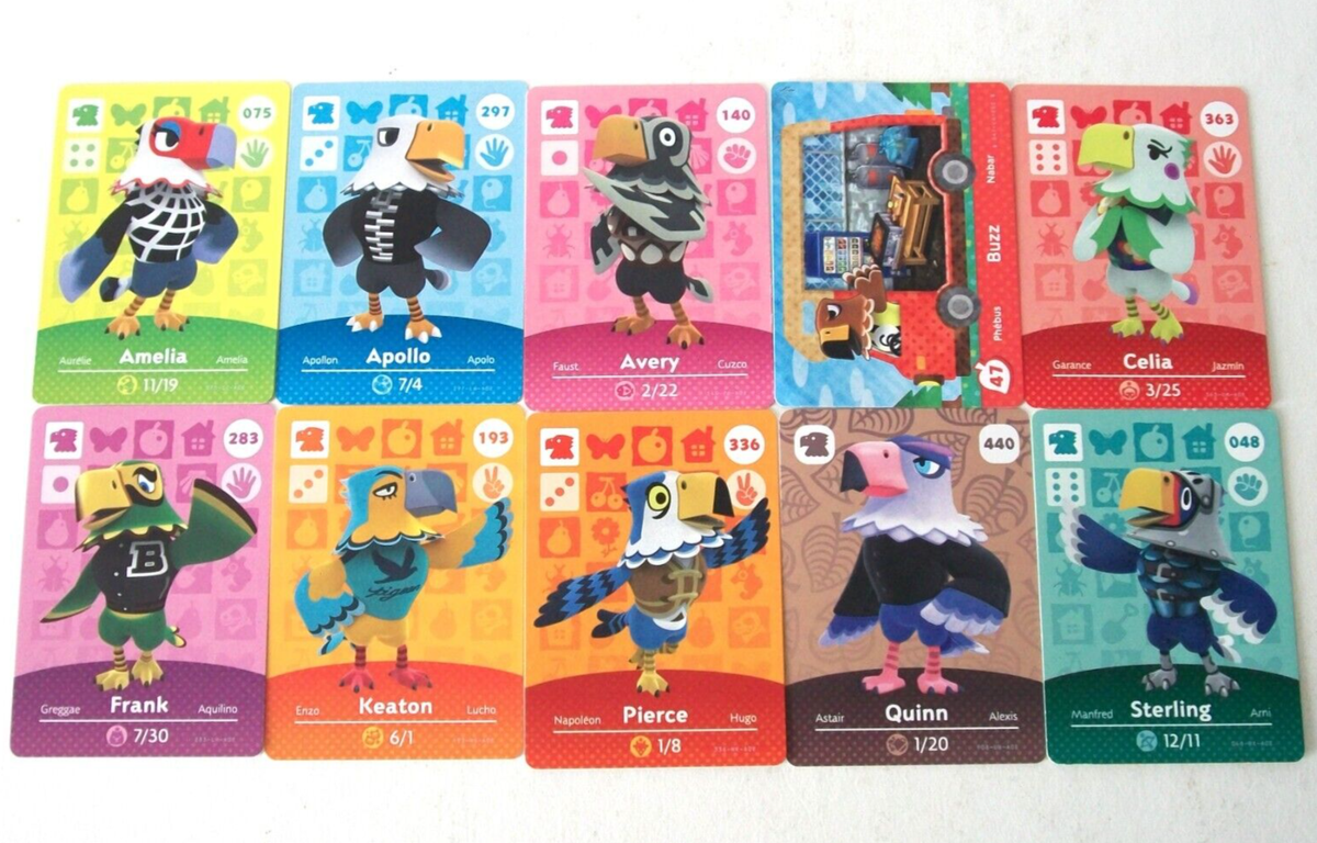 Animal Crossing amiibo Cards Eagle Lot 10 Buzz Apollo Amelia