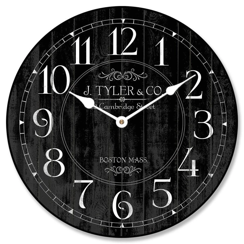 Harbor Black Wall Clock, large wall clock,  8 sizes, extra QUIET, Life warranty  - Image 2 of 4