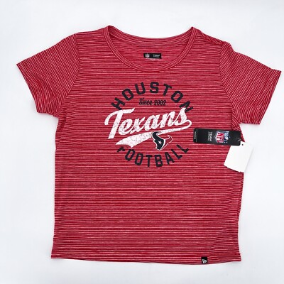 NEW Houston Texans Shirt Women Large Red Striped Nike Football T-Shirt NFL 