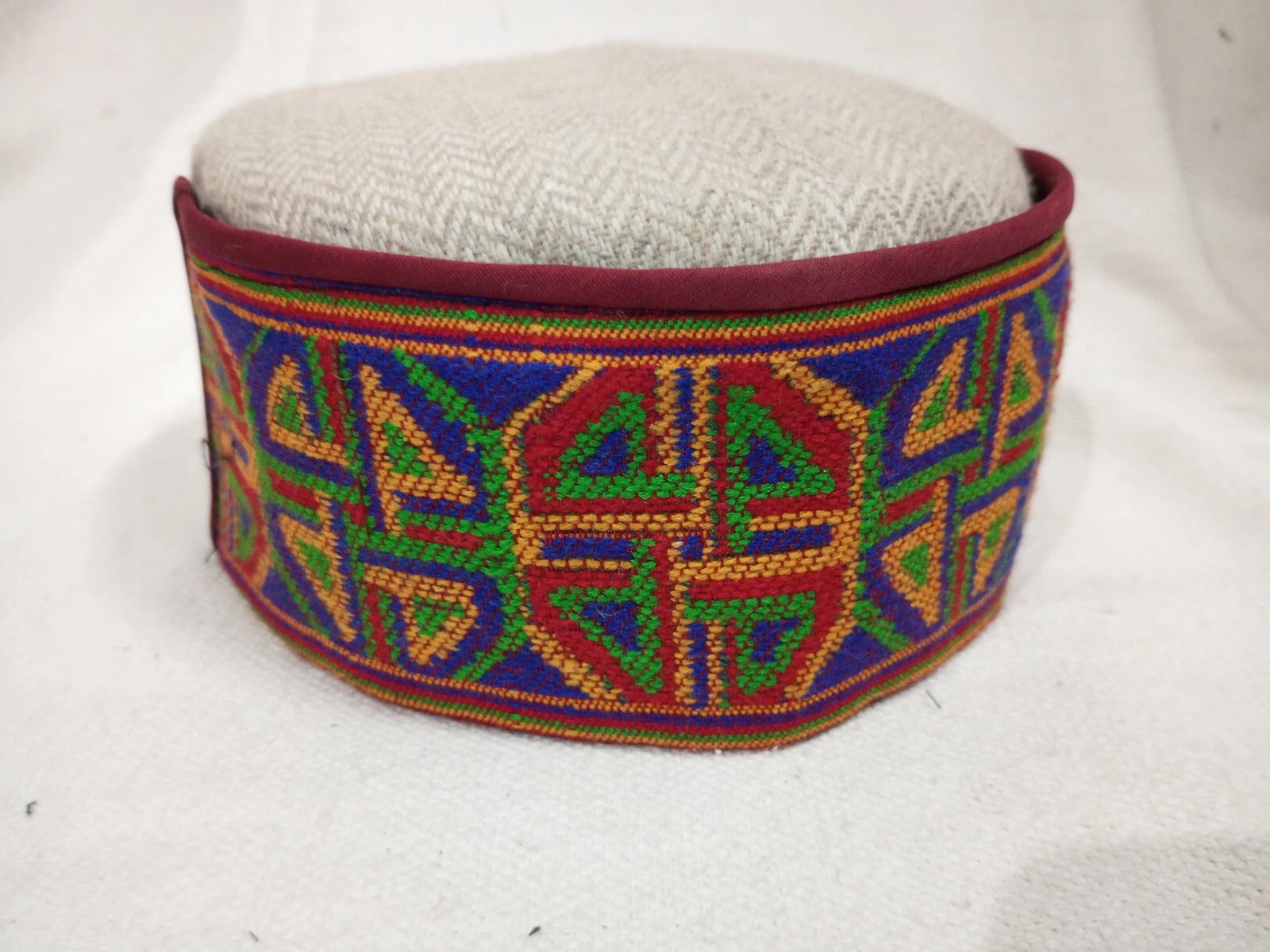Himachal Cap 3" Border Design Multi color Pahari Topi Handcrafted Traditional