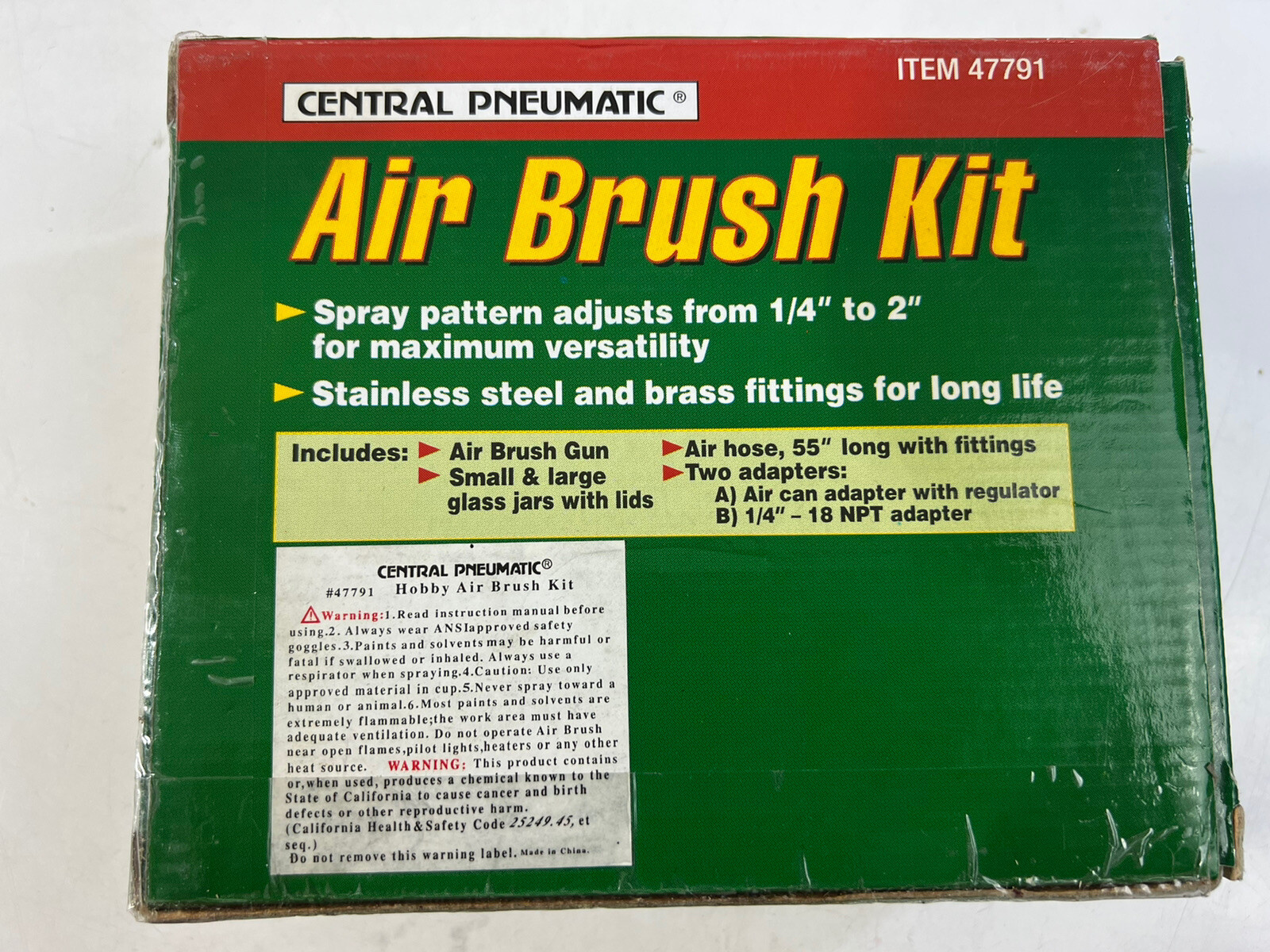 Central Pneumatic Hobby Air Brush Kit 47791 New Open Box eBay