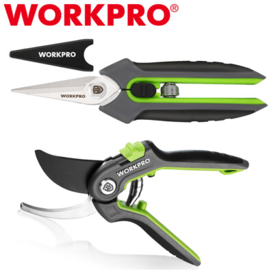 WORKPRO 6.25''/8'' Bypass Pruning Shears Stainless Steel Gardening Hand Pruner US