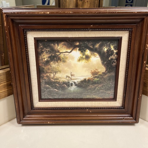 Dalhart Windberg “Woodland Reflections” Signed Print 1971 Deer Framed Art - 第 1/4 張圖片