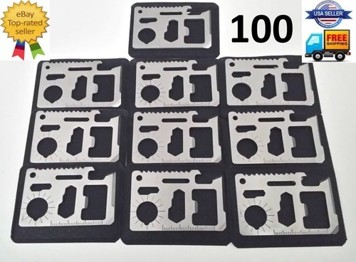 100 Lot 11 in 1 Multi Tools wallet thin pocket survival credit card micro knife - Picture 2 of 12