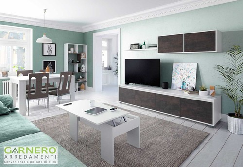 Parete attrezzata ZOE bianco opaco ossido mobile soggiorno design base tv sala - Foto 5 di 11