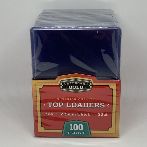 25 Cardboard Gold 100 Point Top Loaders Thick Card Holders New Toploaders - Picture 2 of 5