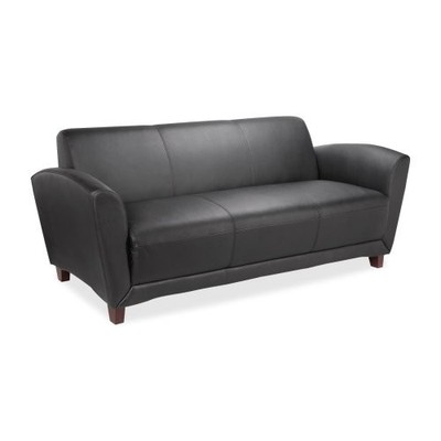 Lorell LLR68950 Bonded Reception Sofa 75'' Black Leather