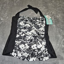 NEW PENBROOKE Plus Size 16 Swimsuit Tankini Halter Black/white