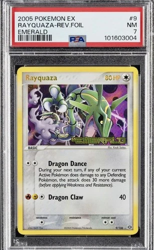 RAYQUAZA EX Emerald Reverse Holo Stamped 2005 #9 Beautiful Copy  PSA 7 NM