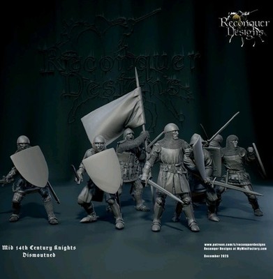 54mm Mittelalter Mitte 14. Jh. Ritter zerlegt unbemalt Gaming Miniaturen