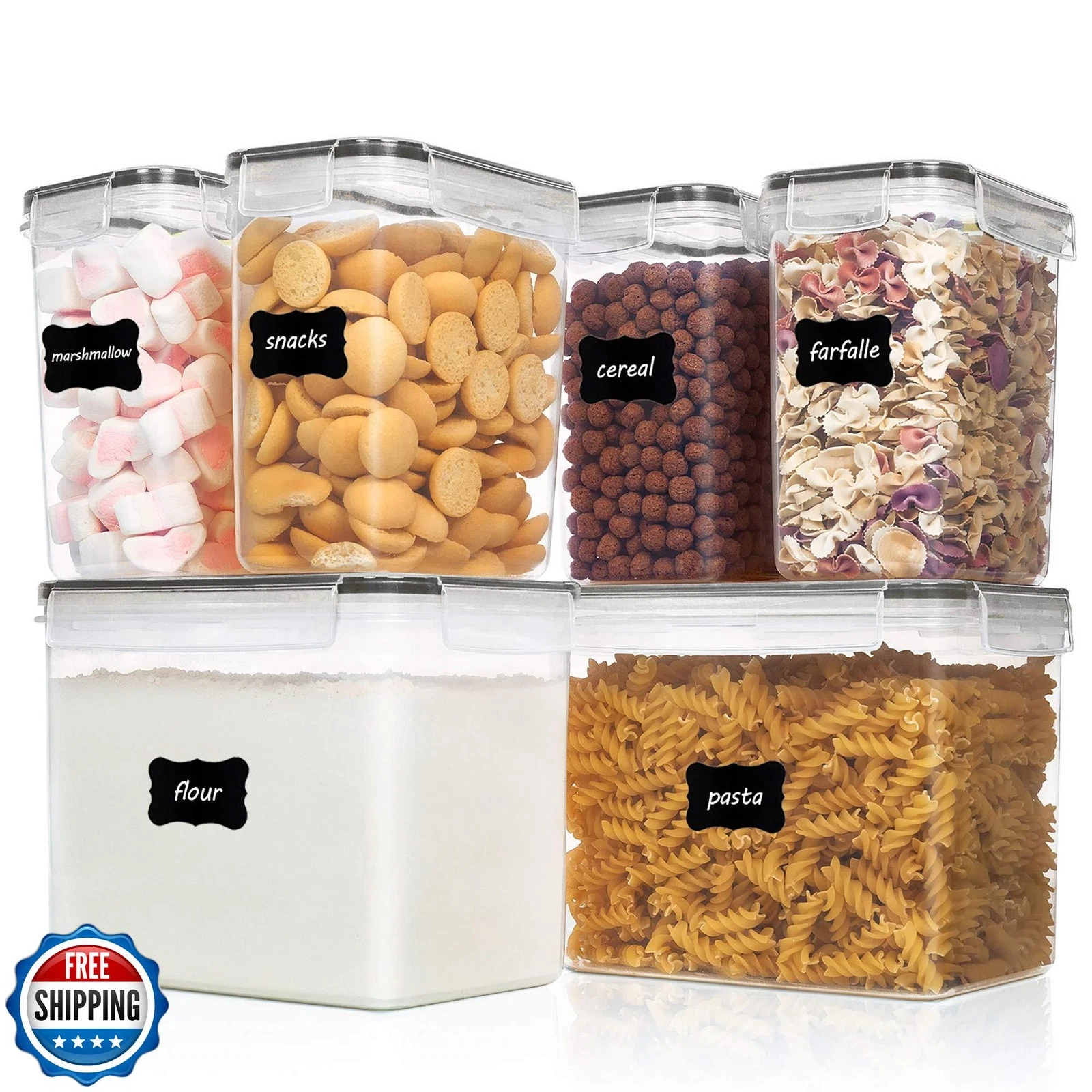 Vtopmart Airtight Food Storage Containers 6 Pieces - Plastic BPA Free Kitchen