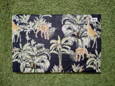 Indian Handmade Black Forest Print Dressmaking, Sewing Running Fabric 2.5 Yards