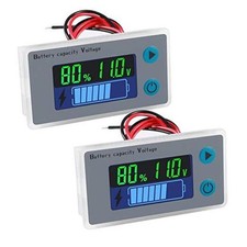 2PCS Digital Battery Capacity Voltmeter Tester - 10-100V 12V 24V 36V 48V Grey